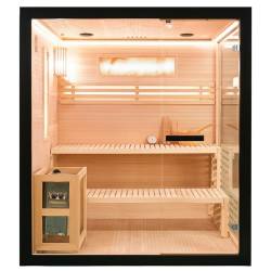 SAUNA FIŃSKA WYSOKOTEMPERATUROWA Z PIECEM FORSA2-BL/HARVIA 4,5KW 3-4 OSOBOWA 150x140 CM
