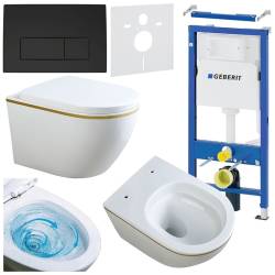 ZESTAW PODTYNKOWY WC STELAŻ GEBERIT DUOFIX MISKA MIZU-WH-GL-TR-02 PRZYCISK DELTA 50 CZARNY MAT