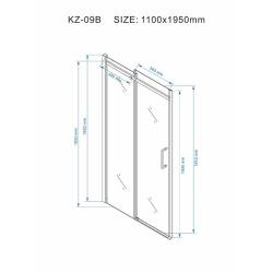 DRZWI PRYSZNICOWE PRZESUWNE DO WNĘKI ZES-KZ09B-GL-110 ZŁOTE 105-110 CM 8 MM