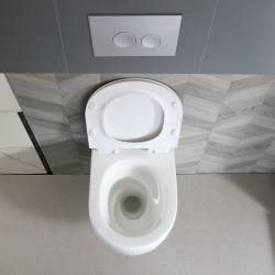 MISKA WC WISZĄCA TORNADO LAKE-WH-TR-01 BIAŁA DESKA WOLNOOPADAJĄCA DUROPLAST LAKE-WH-TR-01