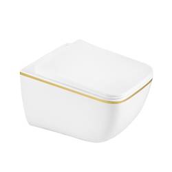 MISKA WC WISZĄCA TORNADO YUZU-WH-GL-TR-03 BIAŁA DESKA WOLNOOPADAJĄCA DUROPLAST YUZU-WH-GL-TR-03