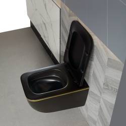 MISKA WC WISZĄCA TORNADO YUZU-MTB-GL-TR-03 CZARNY MAT DESKA WOLNOOPADAJĄCA YUZU-MTB-GL-TR-03
