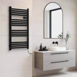 GRZEJNIK ŁAZIENKOWY ELEKTRYCZNY ALUMINIOWY DRABINKA 96x54 500W LOA CZARNY LOA-BL