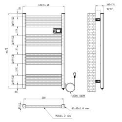 GRZEJNIK ŁAZIENKOWY ELEKTRYCZNY ALUMINIOWY DRABINKA 96x54 500W LOA CZARNY LOA-BL