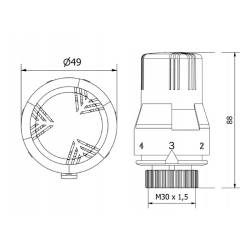 GŁOWICA TERMOSTATYCZNA POKRĘTŁO DO GRZEJNIKA GWINT M30x1.5 GT-WH-2 BIAŁA GT-WH-2
