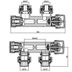 ZAWÓR TERMOSTATYCZNY GRZEJNIKOWY KĄTOWY CZARNY DUPLEX Z MASKOWNICĄ ZESTAW ZT-BL-3