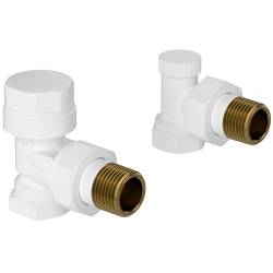 ZAWÓR KĄTOWY GRZEJNIKOWY ZASILAJĄCY ODCINAJĄCY 1/2'' BIAŁY ZG-WH-6 ZESTAW ZG-WH-6