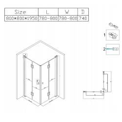KABINA PRYSZNICOWA KWADRATOWA ZES-KZ1290A-80 CHROM 80x80 CM