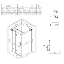 KABINA PRYSZNICOWA KWADRATOWA ZES-KZ1390B-BL-90 CZARNY 90x90 CM