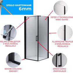 KABINA PRYSZNICOWA KWADRATOWA ZES-BS04B-90 CZARNA 90x90 CM