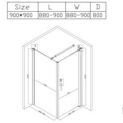 KABINA PRYSZNICOWA KWADRATOWA ZES-BS04B-90 CZARNA 90x90 CM