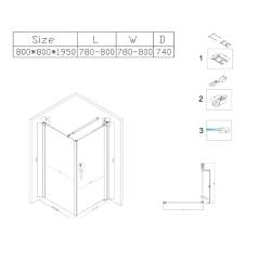 KABINA PRYSZNICOWA KWADRATOWA ZES-BS04A-80 CZARNA 80x80 CM