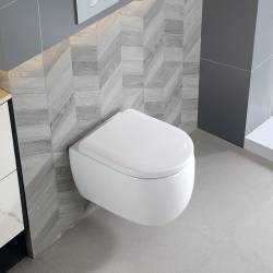 MISKA WC WISZĄCA TORNADO LAKE-WH-TR-02 BIAŁA DESKA WOLNOOPADAJĄCA DUROPLAST LAKE-WH-TR-02