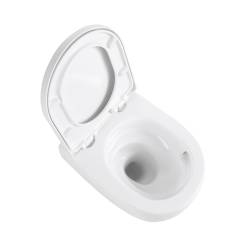 MISKA WC WISZĄCA TORNADO LAKE-WH-TR-02 BIAŁA DESKA WOLNOOPADAJĄCA DUROPLAST LAKE-WH-TR-02