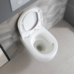 MISKA WC WISZĄCA TORNADO LAKE-WH-TR-02 BIAŁA DESKA WOLNOOPADAJĄCA DUROPLAST LAKE-WH-TR-02