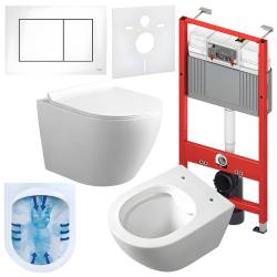ZESTAW PODTYNKOWY WC STELAŻ TECEBASE MISKA MIZU-WH-RIM-01 PRZYCISK TC-9240417 BIAŁY MAT