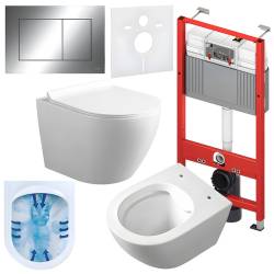 ZESTAW PODTYNKOWY WC STELAŻ TECE MISKA MIZU-WH-RIM-01 PRZYCISK TC-9240401 CHROM