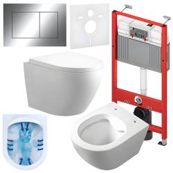 ZESTAW PODTYNKOWY WC STELAŻ TECE MISKA MIZU-WH-RIM-02 PRZYCISK TC-9240401 CHROM