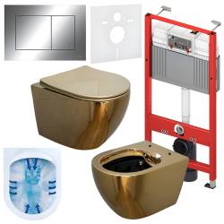 ZESTAW PODTYNKOWY WC STELAŻ TECE MISKA MIZU-GL-BL-RIM-03 PRZYCISK TC-9240401 CHROM