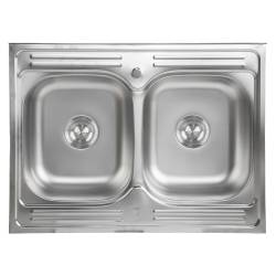 ZLEWOZMYWAK DWUKOMOROWY STALOWY 80X60 CM INOX ZLEW KUCHENNY EGON 2 GATUNEK