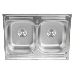 ZLEWOZMYWAK DWUKOMOROWY STALOWY 80X60 CM INOX ZLEW KUCHENNY EGON 2 GATUNEK
