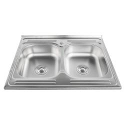 ZLEWOZMYWAK DWUKOMOROWY STALOWY 80X60 CM INOX ZLEW KUCHENNY EGON 2 GATUNEK
