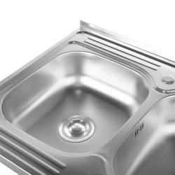 ZLEWOZMYWAK DWUKOMOROWY STALOWY 80X60 CM INOX ZLEW KUCHENNY EGON 2 GATUNEK