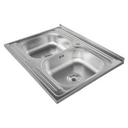 ZLEWOZMYWAK DWUKOMOROWY STALOWY 80X60 CM INOX ZLEW KUCHENNY EGON 2 GATUNEK