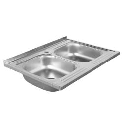 ZLEWOZMYWAK DWUKOMOROWY STALOWY 80X60 CM INOX ZLEW KUCHENNY EGON 2 GATUNEK
