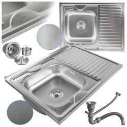 ZLEWOZMYWAK JEDNOKOMOROWY STALOWY 80X60 INOX ZLEW KUCHENNY HAKON 2 GATUNEK