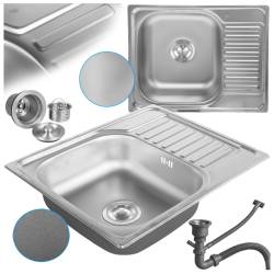 ZLEWOZMYWAK JEDNOKOMOROWY STALOWY INOX ZES-TRISTAN-CH-58X48 ZLEW KUCHENNY SYFON UCHWYTY 2 GATUNEK