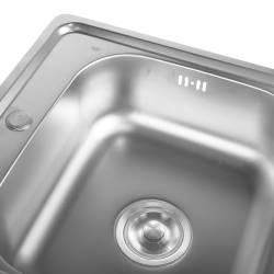 ZLEWOZMYWAK JEDNOKOMOROWY STALOWY INOX ZES-ALVI-48X48 ZLEW KUCHENNY SYFON UCHWYTY 2 GATUNEK