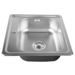 ZLEWOZMYWAK JEDNOKOMOROWY STALOWY INOX ZES-ALVI-48X48 ZLEW KUCHENNY SYFON UCHWYTY 2 GATUNEK