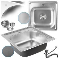 ZLEWOZMYWAK JEDNOKOMOROWY STALOWY INOX ZES-ALVI-48X48 ZLEW KUCHENNY SYFON UCHWYTY 2 GATUNEK