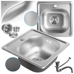 ZLEWOZMYWAK JEDNOKOMOROWY STALOWY INOX ZES-PLATON-38X38 ZLEW KUCHENNY SYFON UCHWYTY 2 GATUNEK