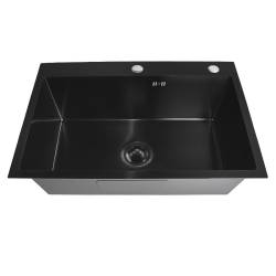ZLEWOZMYWAK JEDNOKOMOROWY STALOWY CZARNY ZES-HUGO-68X45 ZLEW KUCHENNY DOZOWNIK SYFON UCHWYTY