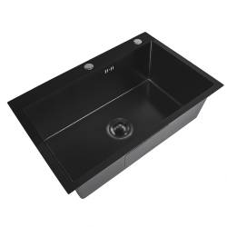 ZLEWOZMYWAK JEDNOKOMOROWY STALOWY CZARNY ZES-HUGO-68X45 ZLEW KUCHENNY DOZOWNIK SYFON UCHWYTY