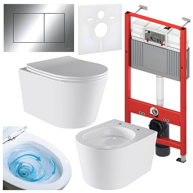 ZESTAW PODTYNKOWY WC STELAŻ TECE MISKA ELITE-WH-03 PRZYCISK TC-9240401 CHROM