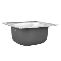 ZLEWOZMYWAK JEDNOKOMOROWY STALOWY INOX ZES-GRANT-38X33 ZLEW KUCHENNY SYFON UCHWYTY 2 GATUNEK