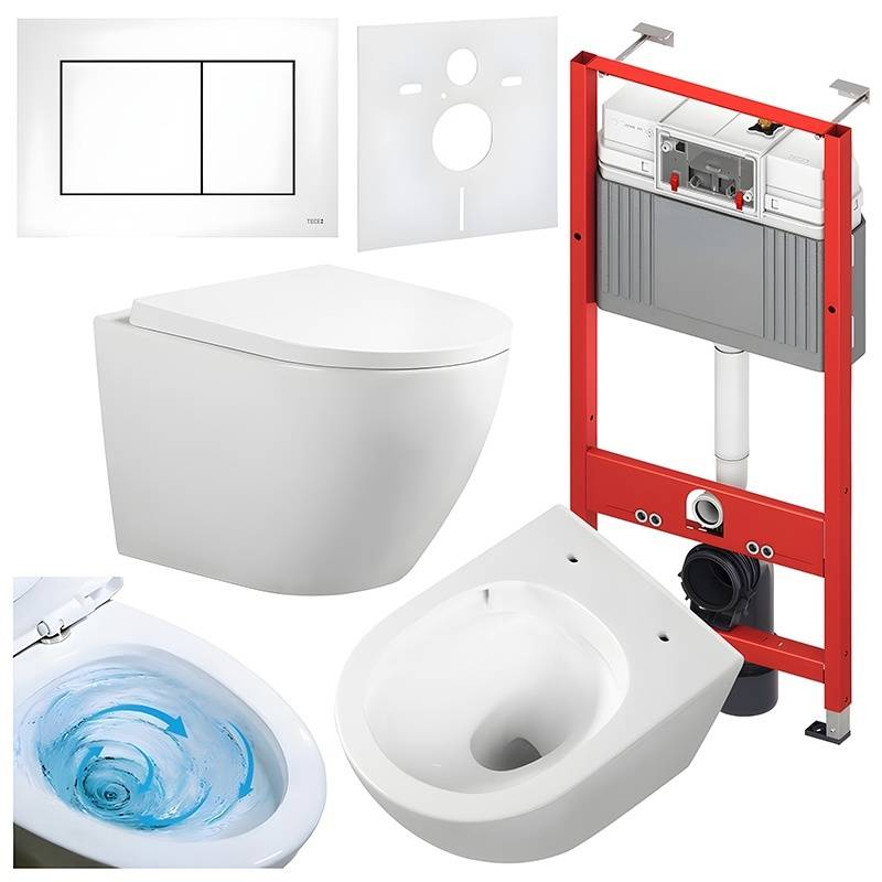 ZESTAW PODTYNKOWY WC STELAŻ TECE MISKA FLOW-WH-TR-02 PRZYCISK TC-9240417 BIAŁY MAT