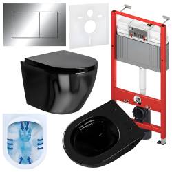 ZESTAW PODTYNKOWY WC STELAŻ TECE MISKA MIZU-BL-RIM-02 PRZYCISK TC-9240401 CHROM