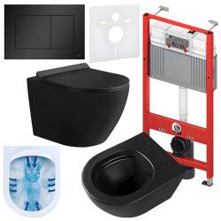 ZESTAW PODTYNKOWY WC STELAŻ TECE MISKA MIZU-MTB-RIM-01 PRZYCISK TC-9240407 CZARNY MAT