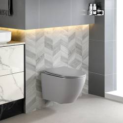 MISKA WC WISZĄCA RIMLESS MIZU-MTGR-RIM-03 SZARY MAT DESKA WOLNOOPADAJĄCA DUROPLAST MIZU-MTGR-RIM-03