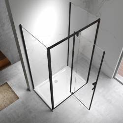 KABINA PRYSZNICOWA PROSTOKĄTNA 3-ŚCIENNA ZES-KZ23E-BL-110X70 CZARNA 110x70 CM