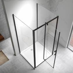 KABINA PRYSZNICOWA PROSTOKĄTNA 3-ŚCIENNA ZES-KZ23D-BL-100X90 CZARNA 100x90 CM