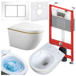 ZESTAW PODTYNKOWY WC STELAŻ TECE MISKA MIZU-WH-GL-TR-02 PRZYCISK TC-9240417 BIAŁY MAT