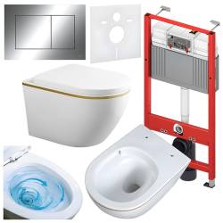 ZESTAW PODTYNKOWY WC STELAŻ TECE MISKA MIZU-WH-GL-TR-02 PRZYCISK TC-9240401 CHROM