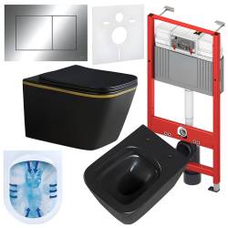 ZESTAW PODTYNKOWY WC STELAŻ TECE MISKA PEAK-WH-GL-RIM-02 PRZYCISK TC-9240401 CHROM