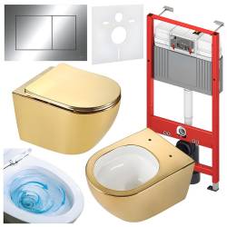 ZESTAW PODTYNKOWY WC STELAŻ TECE MISKA MIZU-GL-WH-TR-03 PRZYCISK TC-9240401 CHROM