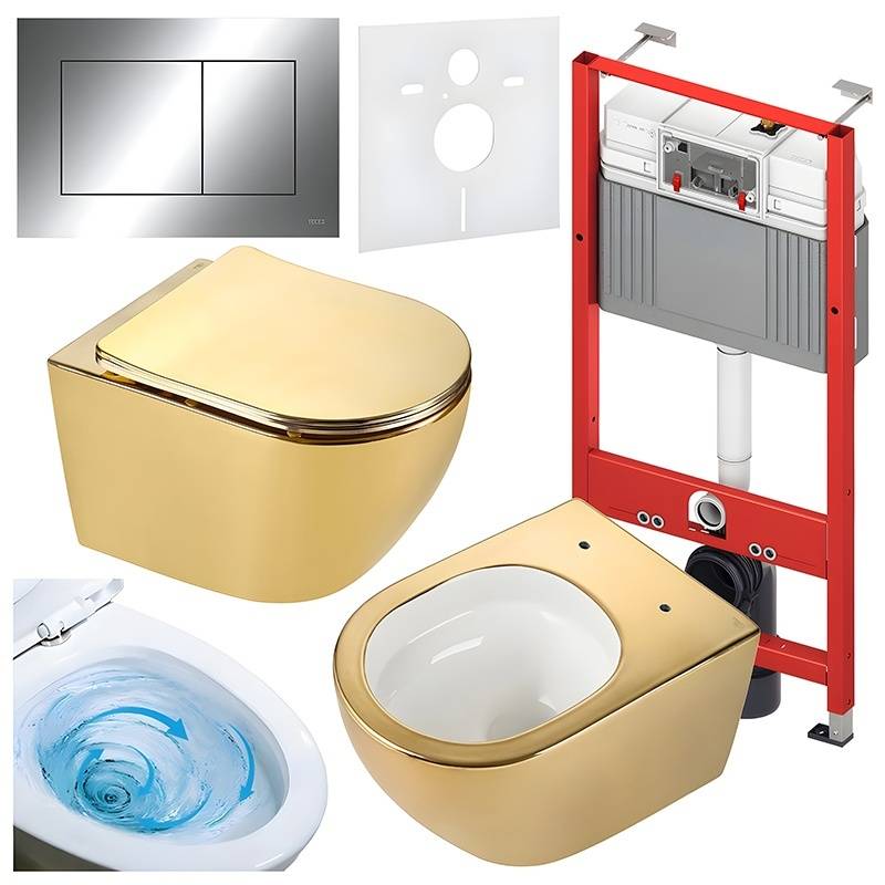ZESTAW PODTYNKOWY WC STELAŻ TECE MISKA MIZU-GL-WH-TR-03 PRZYCISK TC-9240401 CHROM